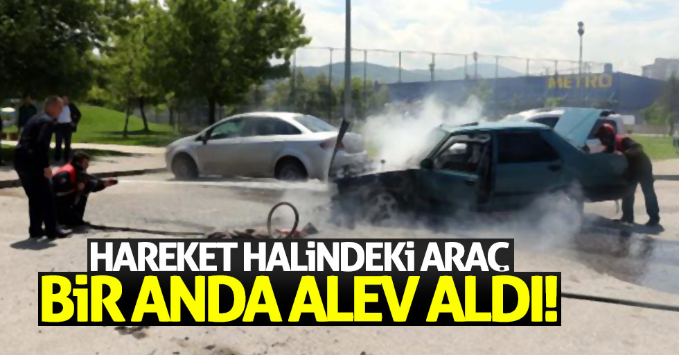 Samsun'da seyir halindeki otomobil yanarak kül oldu