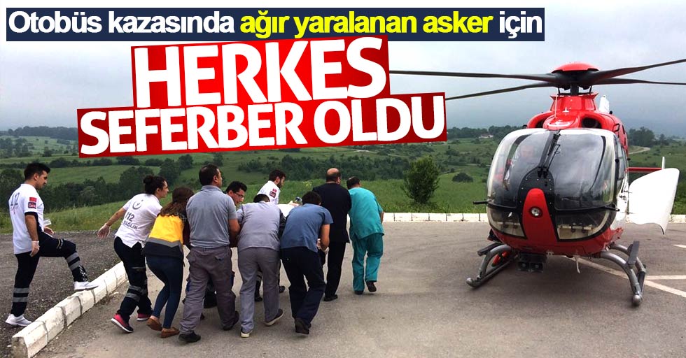 Samsun'da kazada ağır yaralanan asker helikopter ile sevk edildi