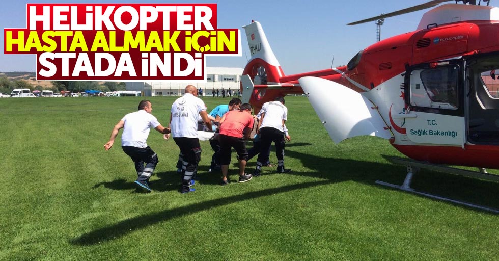 Samsun'da ambulans helikopter stada inip hasta aldı