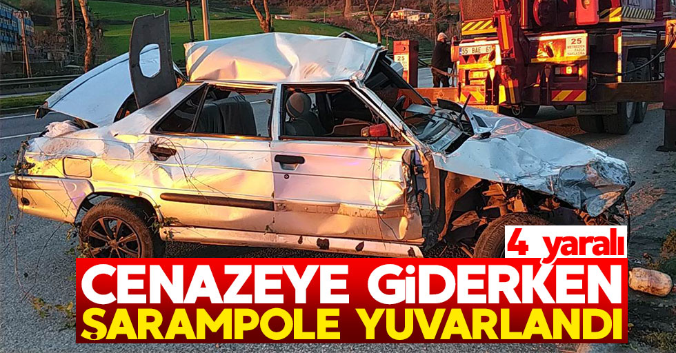 Samsun'da cenazeye giden araç kaza yaptı: 4 yaralı