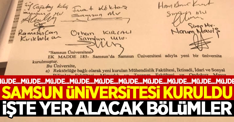 Samsun Üniversitesi kuruldu