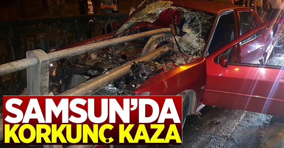 Samsun'da otomobil bariyerlere saplandı: 2 yaralı