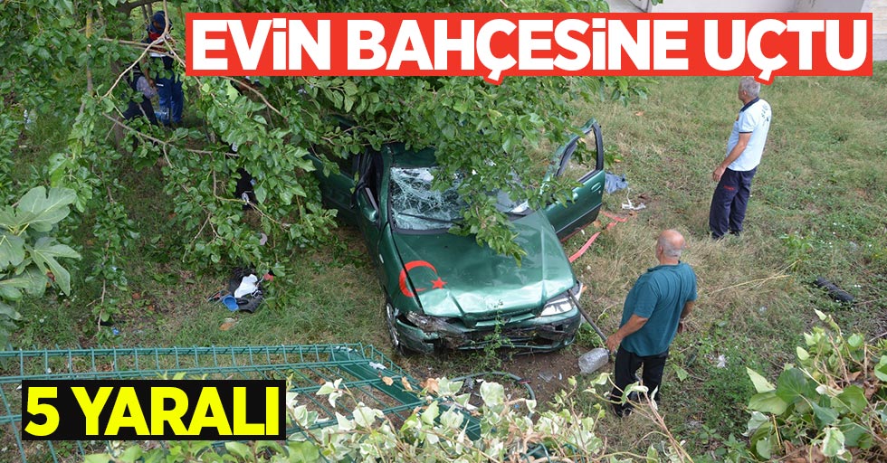 Samsun'da otomobil evin bahçesine uçtu
