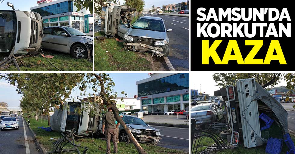 Samsun'da korkutan kaza: Otomobil ile kamyonet çarpıştı