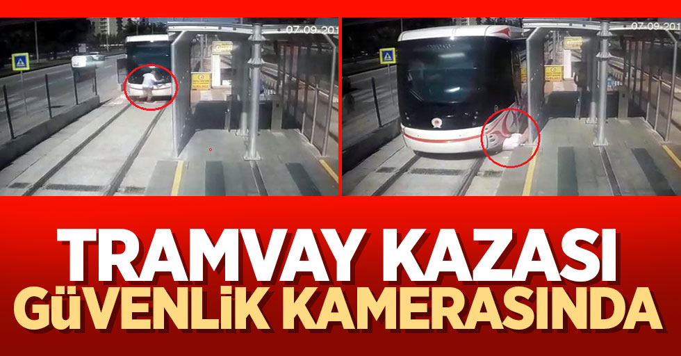 Samsun'da tramvay kazası güvenlik kamerasında