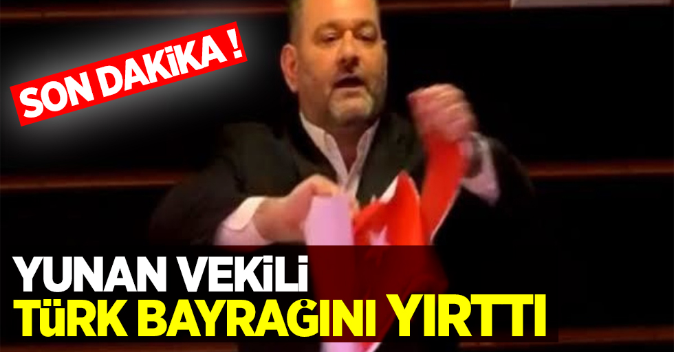 Yunan milletvekili Türk bayrağını yırttı