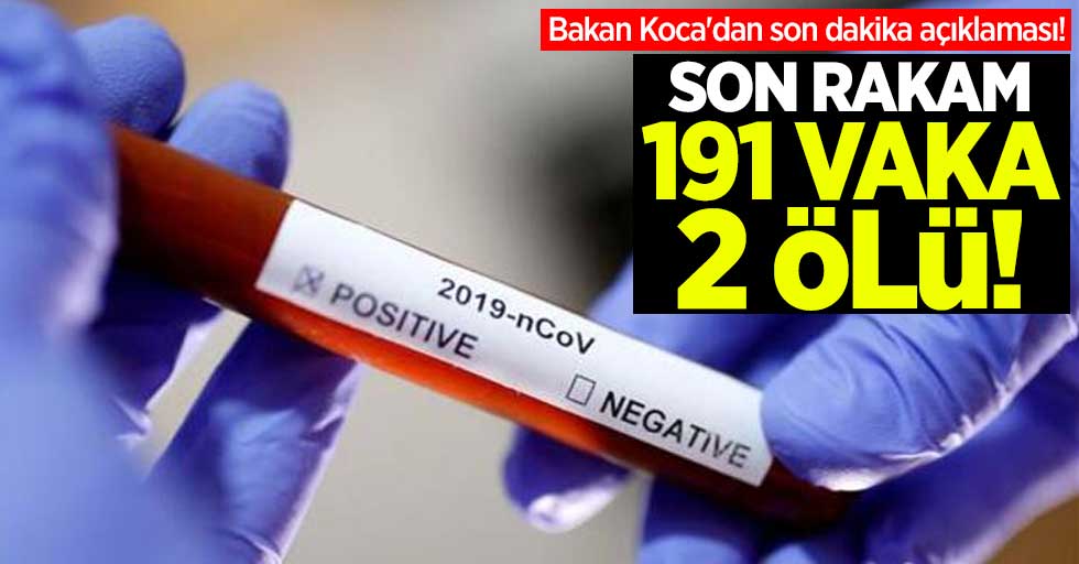 Bakan Koca: Türkiye'de vaka sayısı 191'e ölü sayısı 2'ye yükseldi