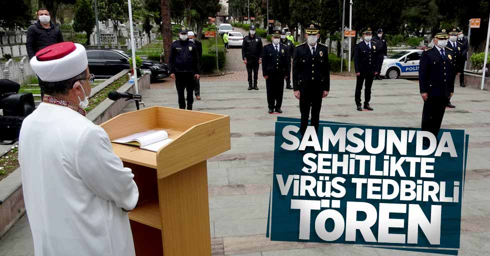 Samsun'da şehitlikte virüs tedbirli tören