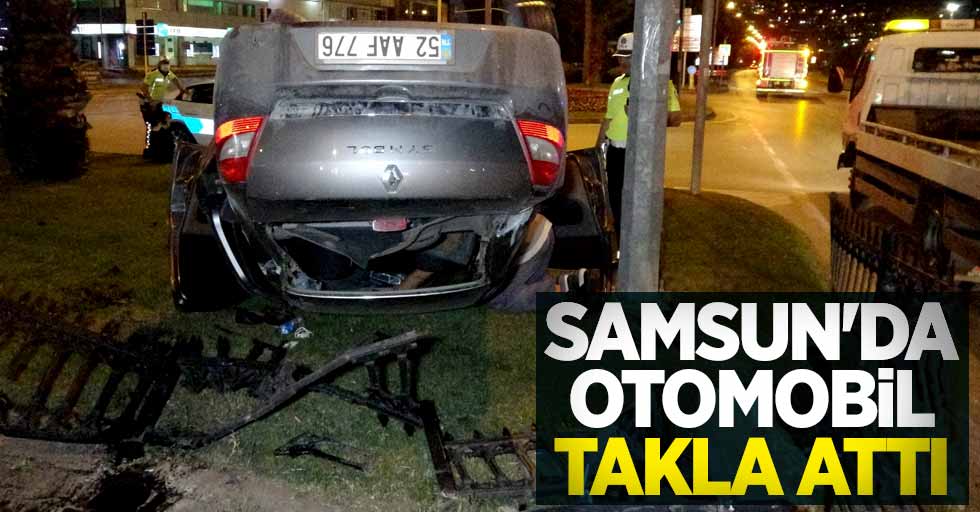 Samsun'da otomobil takla attı 