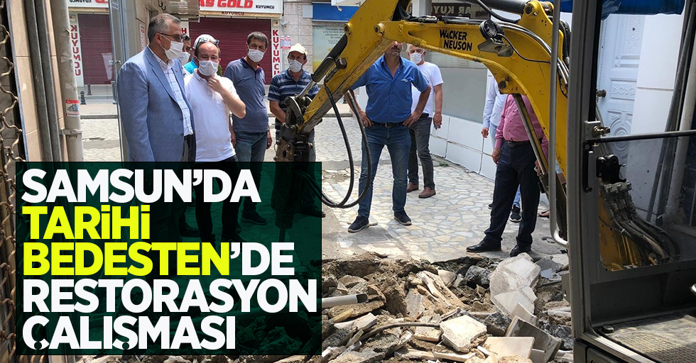 Samsun'da Tarihi Bedesten'de restorasyon çalışması