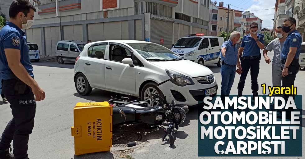Samsun'da otomobil ile motosikletin çarpışması sonucu 1 kişi yaralandı.