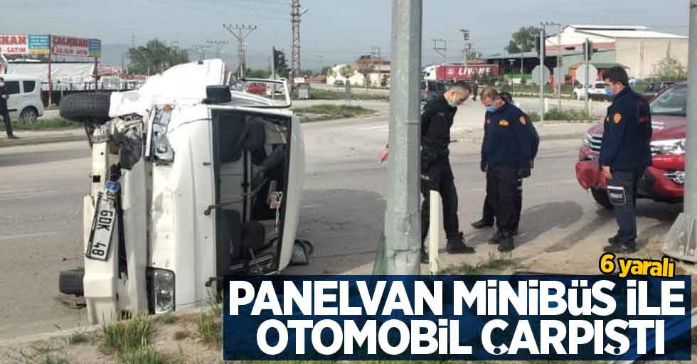 Panelvan minibüs ile otomobil çarpıştı: 6 yaralı