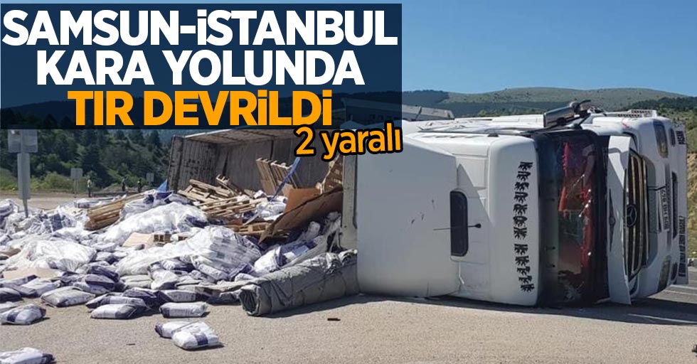 İstanbul-Samsun kara yolu üzerinde tır devrildi: 2 yaralı