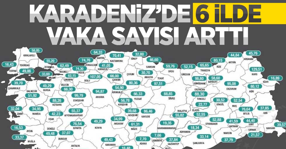 Karadeniz'de 12 ilde vaka sayısı düştü, 6 ilde arttı