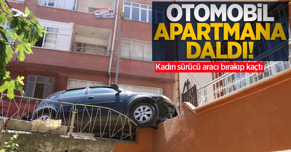 Samsun'da otomobil apartmana daldı! Sürücü aracı bırakıp kaçtı