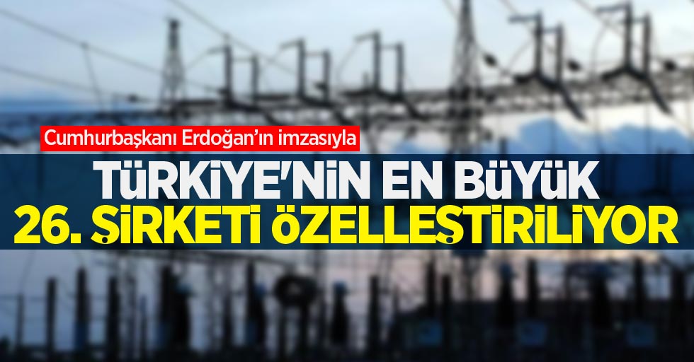 Türkiye'nin en büyük 26. şirketi özelleştiriliyor