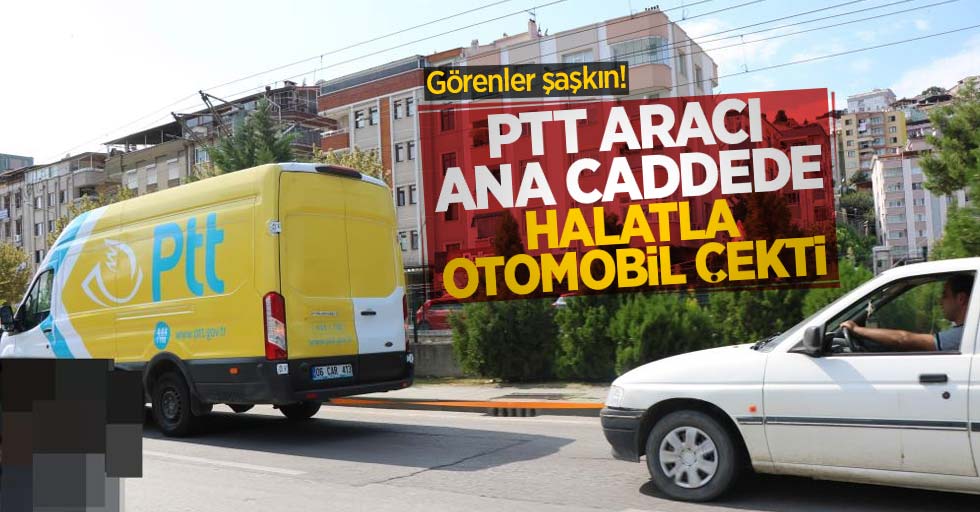 Görenler şaşkın! Samsun'da PTT aracı ana caddede halatla otomobil çekti