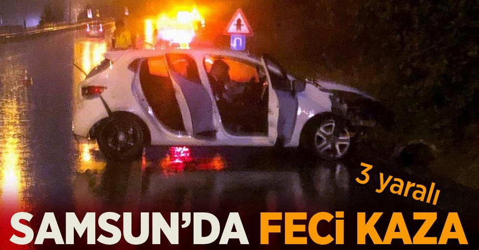 Samsun'da otomobil bariyere çarptı: 3 yaralı