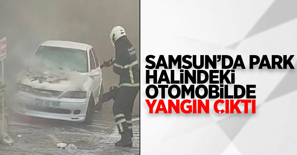 Samsun'da park halindeki otomobilde yangın çıktı