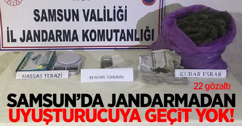 Samsun'da jandarmadan uyuşturucuya geçit yok: 22 gözaltı
