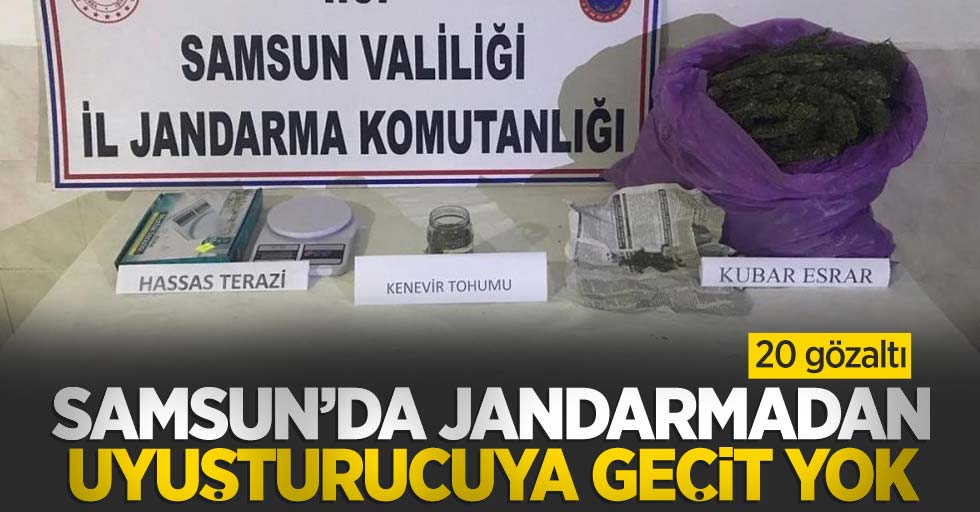 Samsun'da jandarmadan uyuşturucuya geçit yok: 20 gözaltı