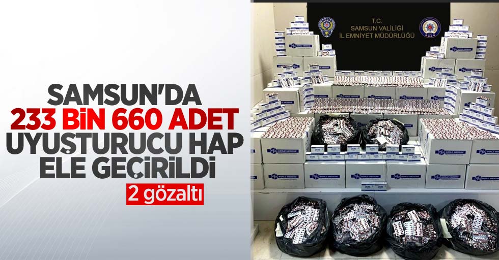 Samsun'da 233 bin 660 adet uyuşturucu hap ele geçirildi: 2 gözaltı