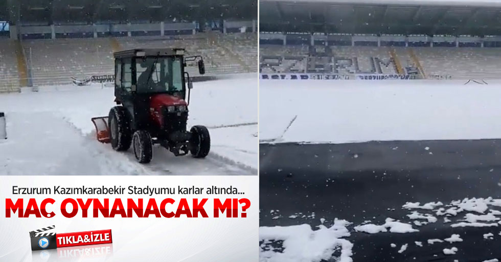 Erzurum Kazımkarabekir Stadyumu karlar altında... MAÇ OYNANACAK MI ?