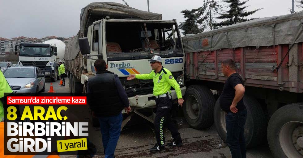 Samsun'da 8 araç birbirine girdi: 1 yaralı
