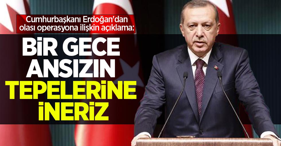 Cumhurbaşkanı Erdoğan'dan olası operasyona ilişkin açıklama: Bir  gece ansızın tepelerine ineriz