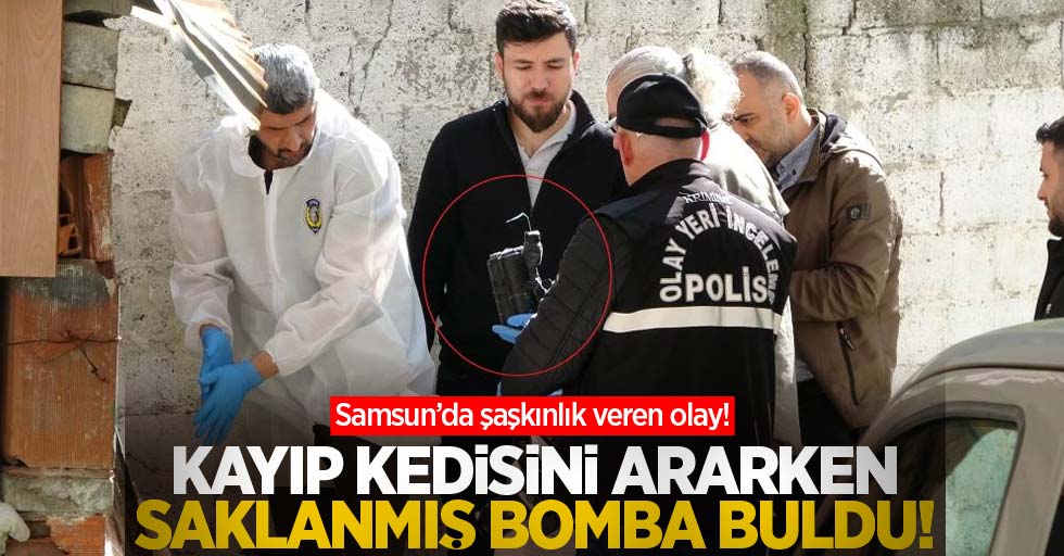 Samsun'da hayrete düşüren olay! Kayıp kedisini ararken saklanmış bomba buldu