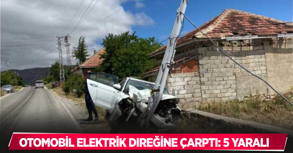 Otomobil elektrik direğine çarptı: 5 yaralı