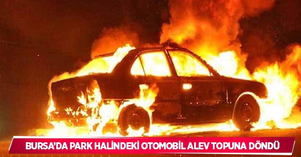 Bursa’da park halindeki otomobil alev topuna döndü