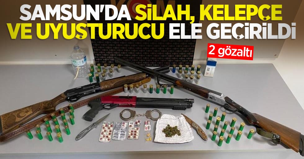 Samsun'da silah, kelepçe ve uyuşturucu ele geçirildi: 2 gözaltı