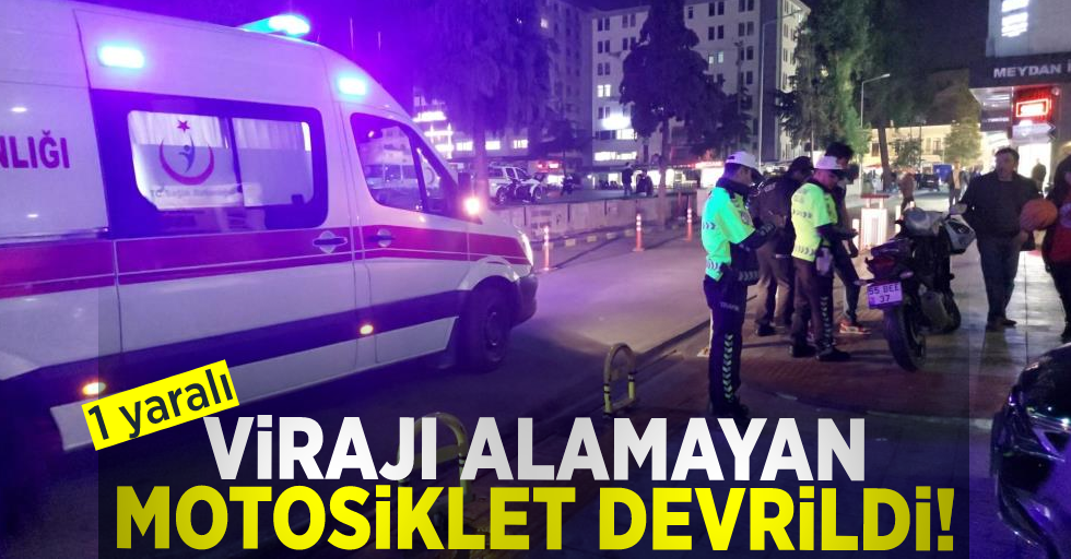 Samsun'da Virajı Alamayan Motosiklet Devrildi! 1 Yaralı