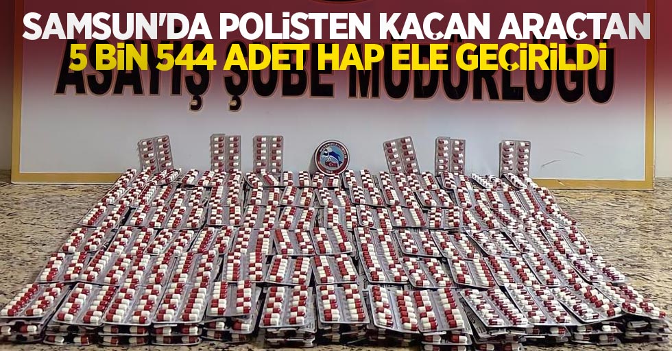 Samsun'da polisten kaçan araçtan 5 bin 544 adet hap ele geçirildi
