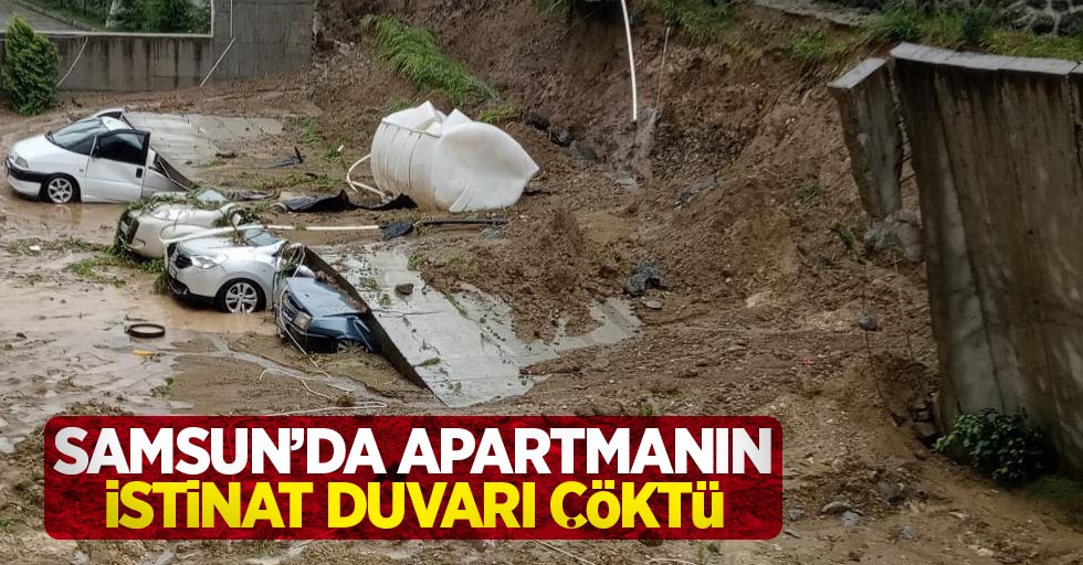 Samsun'da apartmanın istinat duvarı çöktü