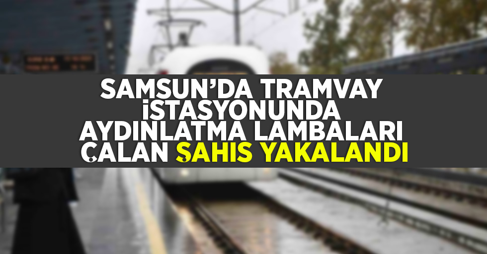 Samsun'da tramvay istasyonunda aydınlatma lambaları çalan şahıs yakalandı