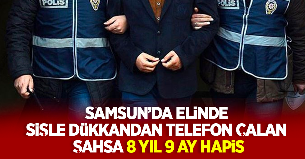 Samsun'da elinde şişle dükkandan telefon çalan şahsa 8 yıl 9 ay hapis