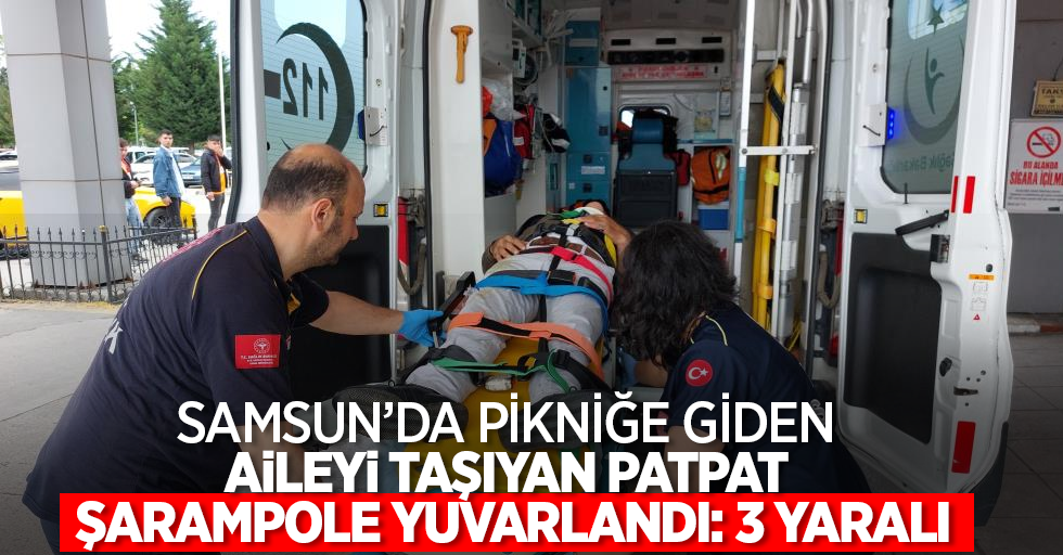 Samsun'da pikniğe giden aileyi taşıyan patpat şarampole yuvarlandı: 3 yaralı