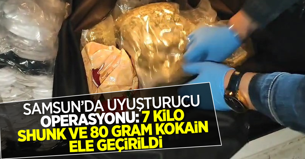 Samsun'da uyuşturucu operasyonu: 7 kilo Shunk ve 80 gram kokin ele geçirildi