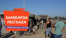 Samsun’da hafriyat kanyonu devrildi: 1 yaralı