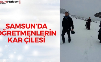 Samsun'da Öğretmenlerin Kar Çilesi