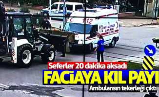 Samsun'da faciaya kıl payı: Ambulansın tekerleği çıktı