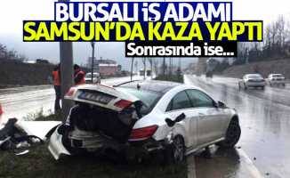 Bursalı iş adamı Samsun'da otomobiliyle takla attı