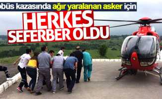 Samsun'da kazada ağır yaralanan asker helikopter ile sevk edildi