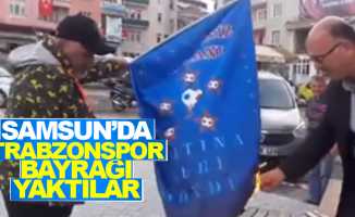 Samsun'da muhtar Trabzonspor bayrağını yaktı