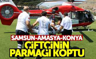 Samsun'dan havalanan ambulans helikopter Amasya'ya uçtu