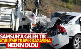 Samsun'a gelen tır zincirleme trafik kazasına neden oldu
