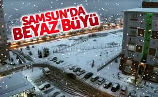 Samsun'da büyüleyen kar manzarası