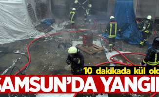 Samsun'da depoda korkutan yangın
